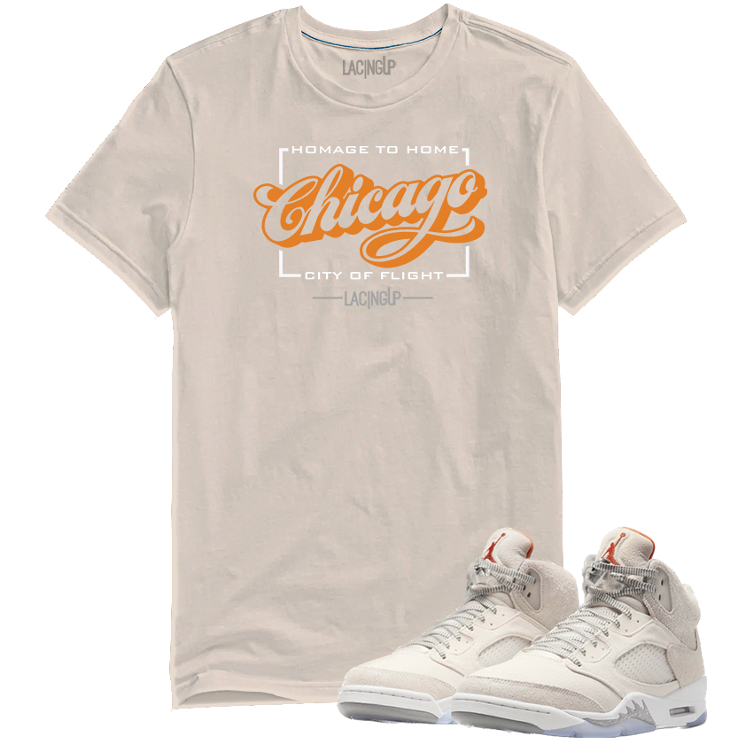 Jordan 5 craft city of flight tan tee-Lacing Up