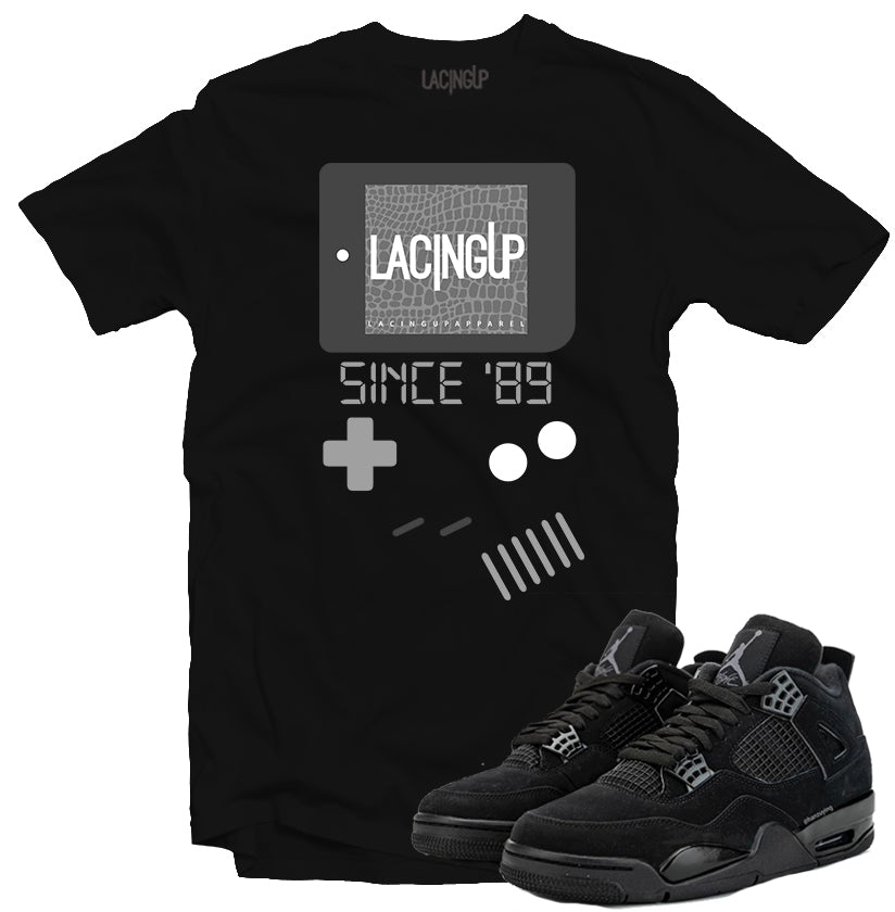 Jordan 4 black cat gameboy black tee