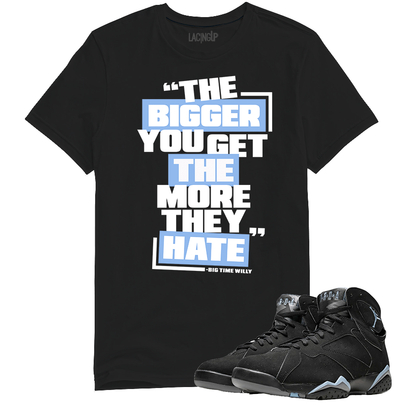 Jordan 7 Chambray bigger black tee-Lacing Up