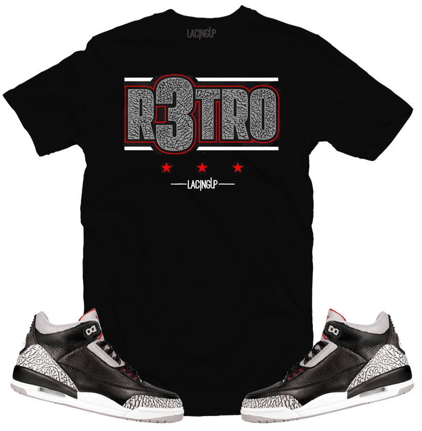 Jordan 3 Black Cement r3tro black tee