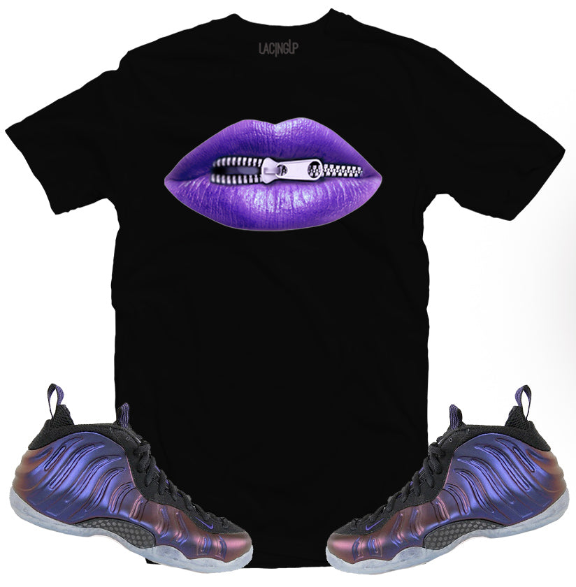Foamposite "Eggplant" Lips black tee-Lacing Up