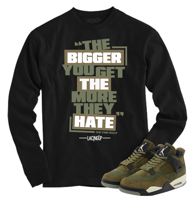 Jordan 4 Olive craft hate black long sleeve tee-Lacing Up