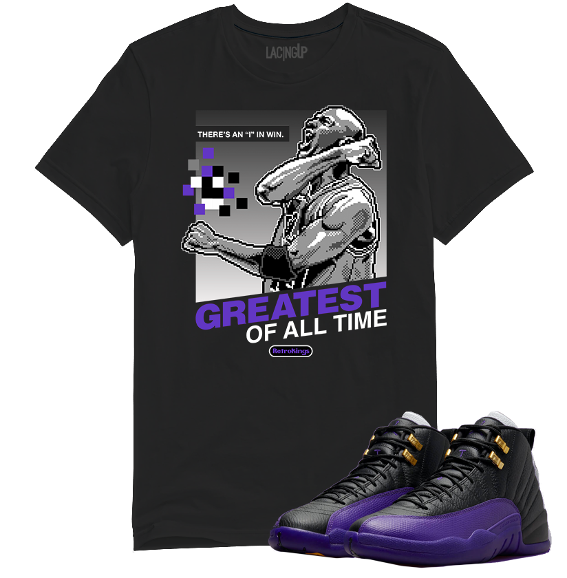 Jordan 12 Field purple goat black tee-Lacing Up