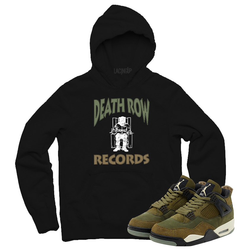 Jordan 4 olive craft death row black hoodie-Lacing Up