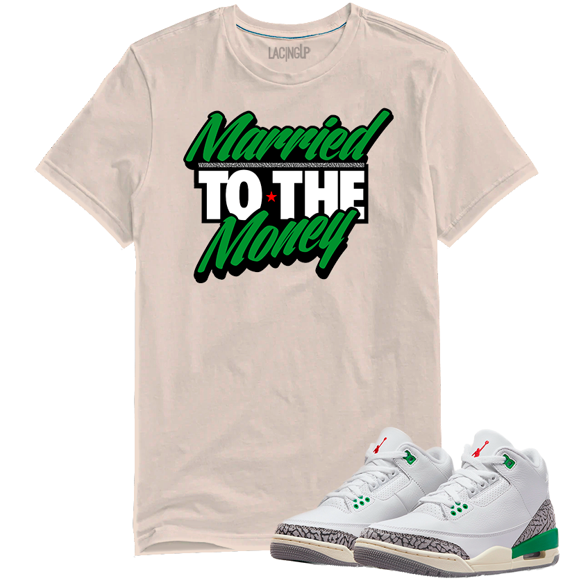 Jordan 3 lucky green money tan tee-Lacing Up