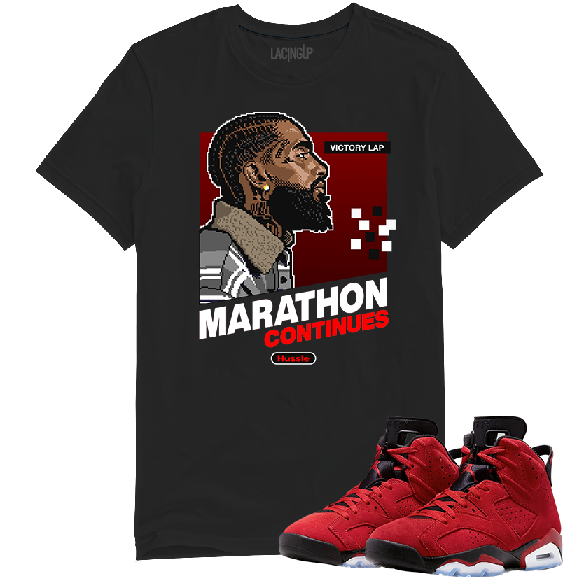 Jordan 6 Toro marathon black tee-Lacing Up