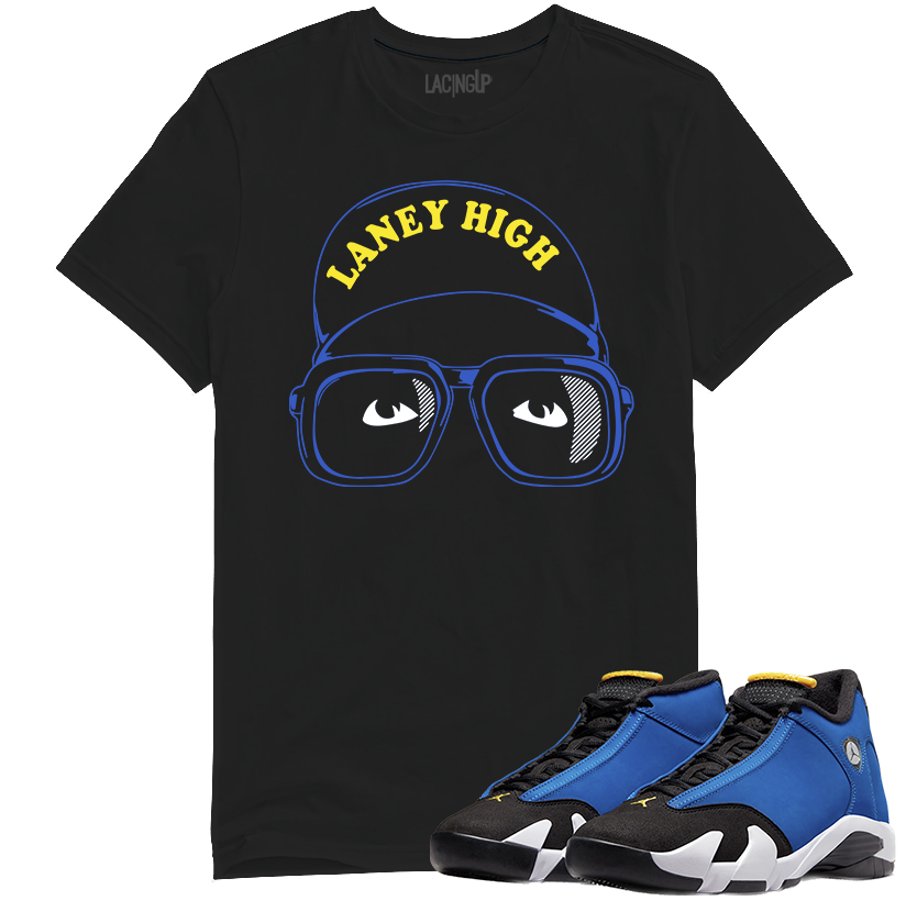 Jordan 14 laney laney high black tee-Lacing Up