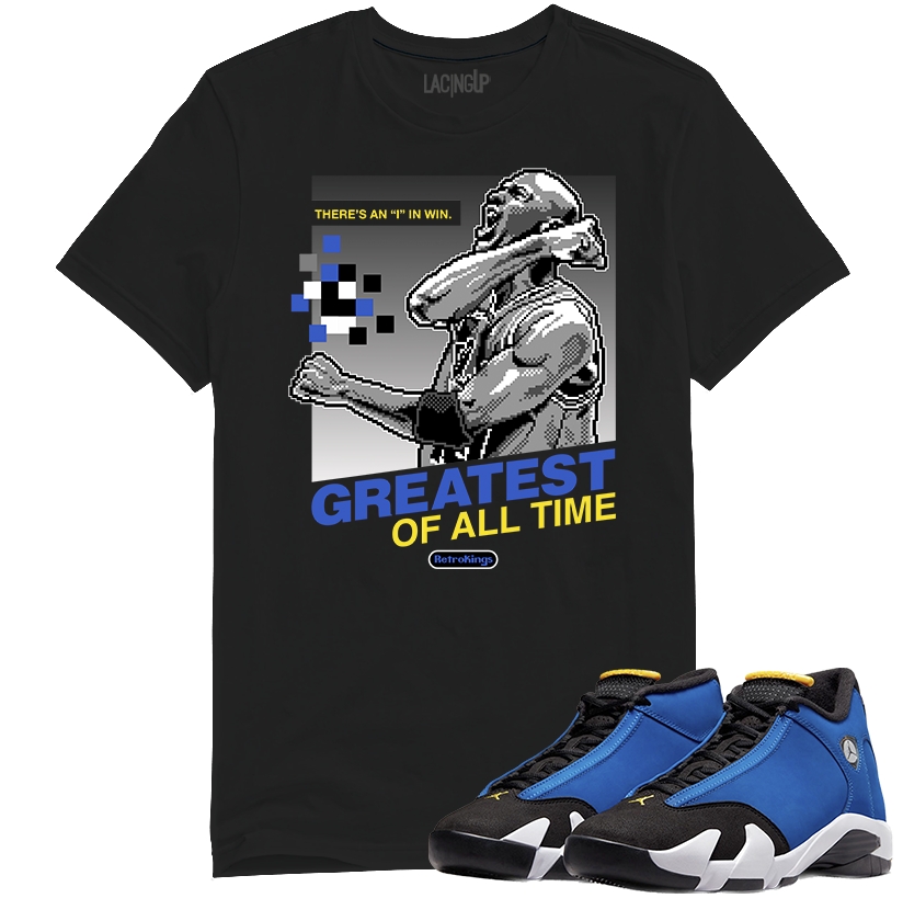 Jordan 14 laney goat black tee-Lacing Up