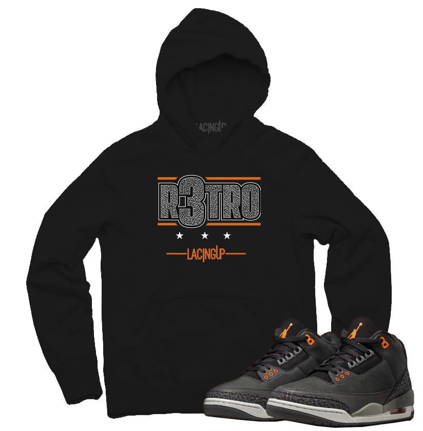 Jordan 3 Fear R3tro black hoodie-Lacing Up