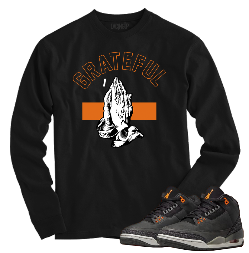 Jordan 3 Fear Grateful black long sleeve tee-Lacing Up