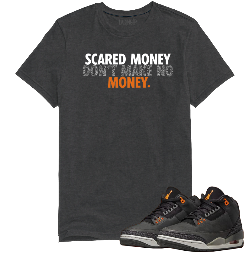 Jordan 3 Fear scared money dark heather tee-Lacing Up