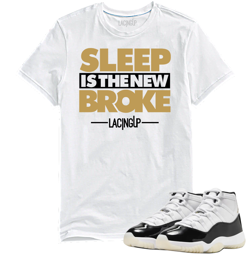 Jordan 11 gratitude broke white tee-Lacing Up