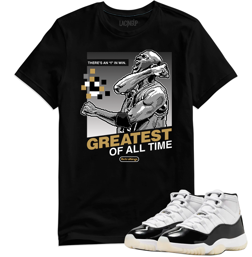 Jordan 11 Gratitude Goat black tee-Lacing Up