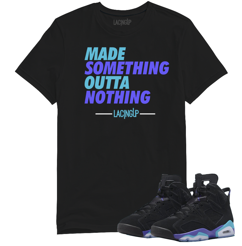 Jordan 6 Aqua Nothing black tee-Lacing Up