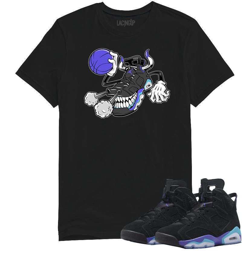 Jordan 6 Aqua blowing smoke black tee-Lacing Up