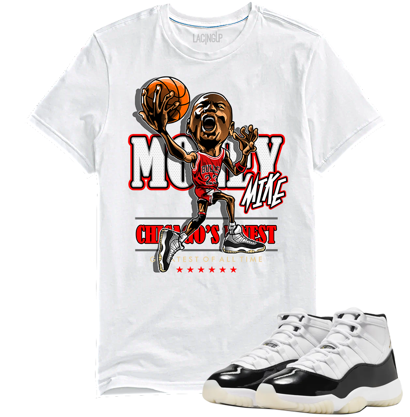 Jordan 11 Gratitude money mike white tee-Lacing UP