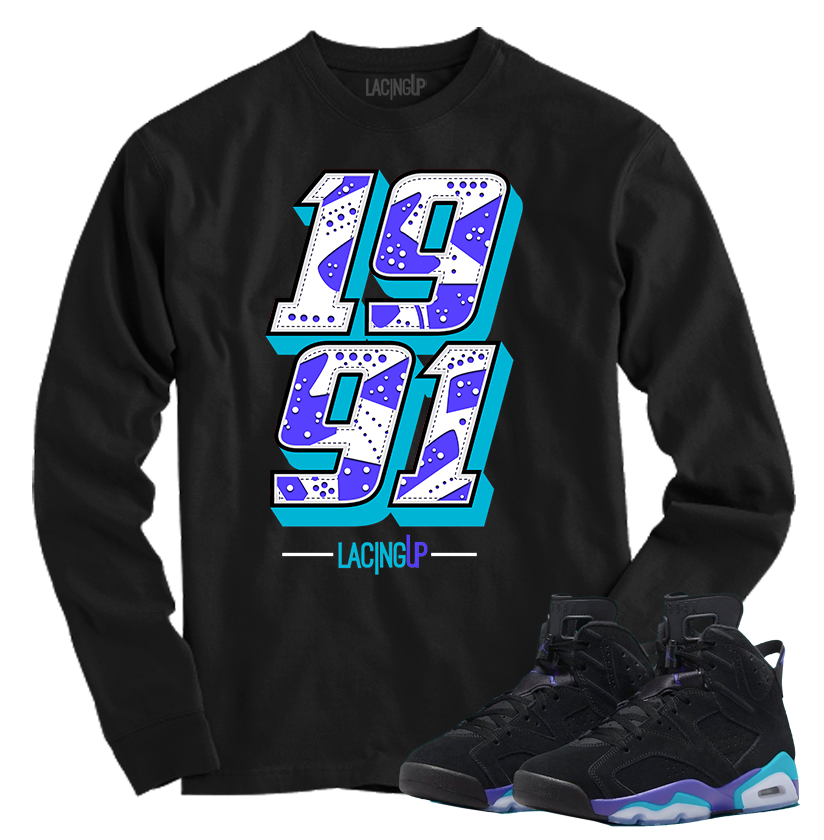 Aqua 1991 Black Long Sleeve Lacing Tee | SneakerOutfits