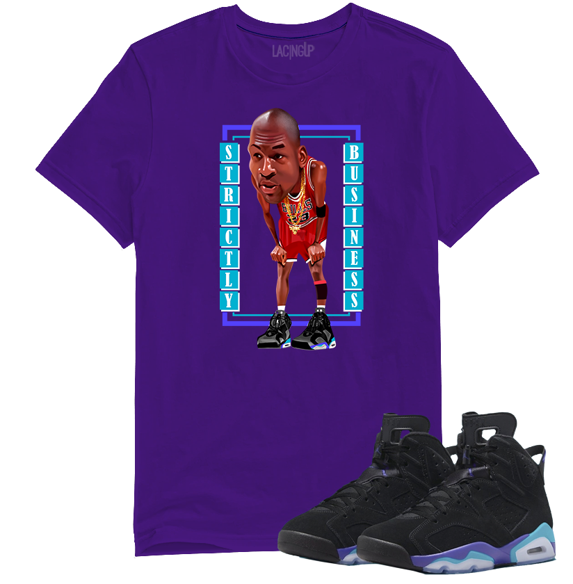 Jordan 6 Aqua strictly business purple tee-Lacing Up