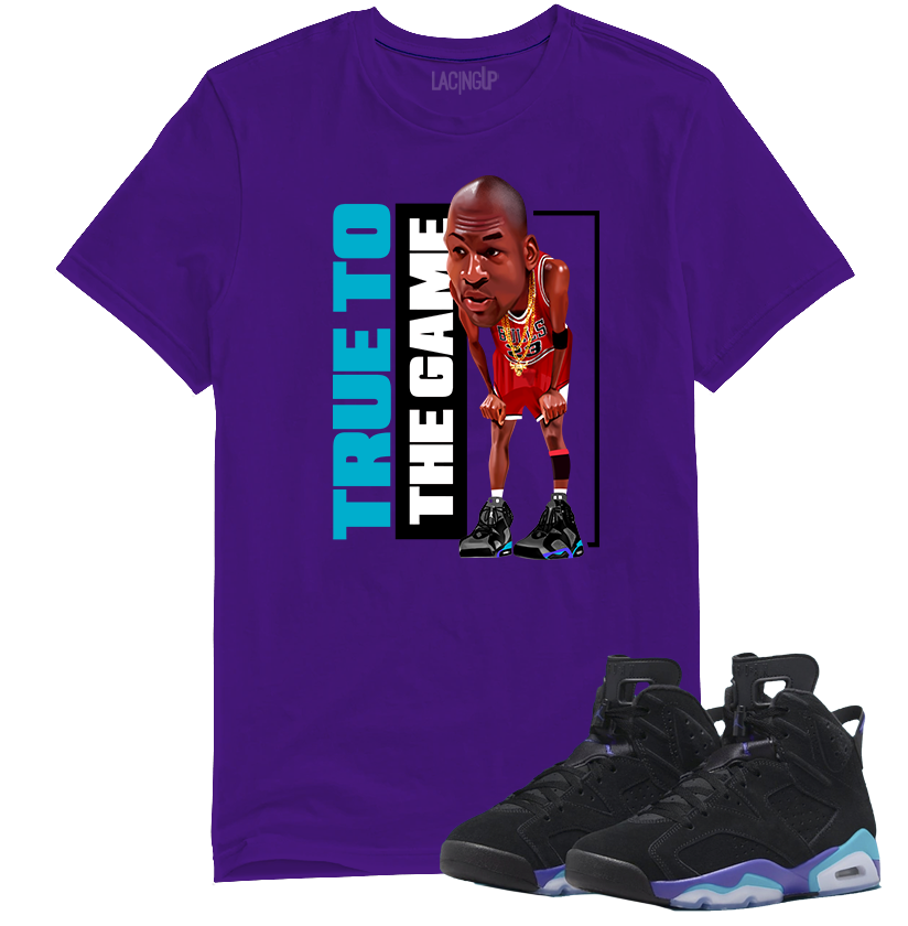 Jordan 6 Aqua true to the game purple tee-Lacing Up