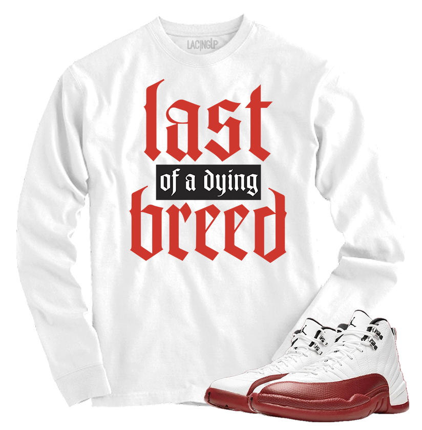 Jordan 12 Cherry breed white long sleeve tee-Lacing Up