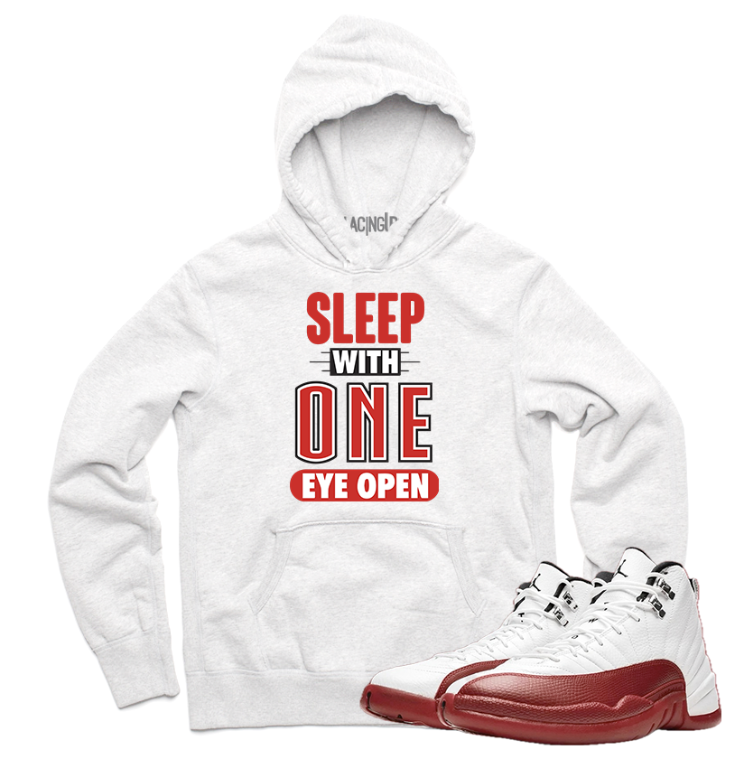 Jordan 12 Cherry open white hoodie-Lacing Up