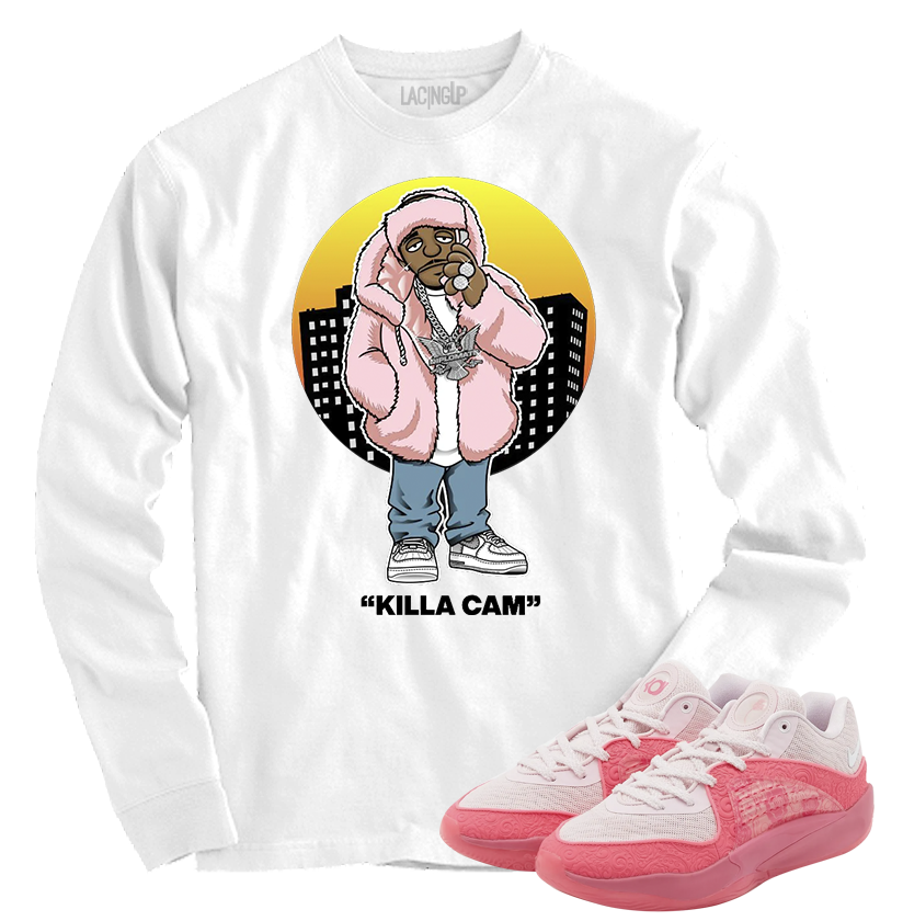 Killa cam white long sleeve tee-Lacing Up