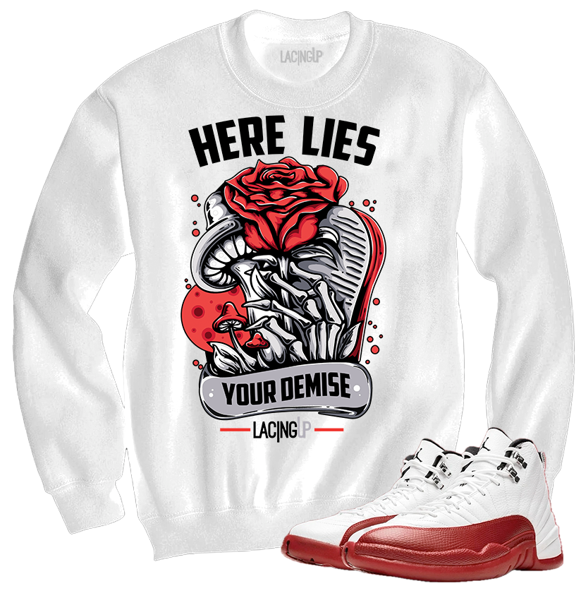 Jordan 12 Cherry Demise white crewneck sweater-Lacing Up