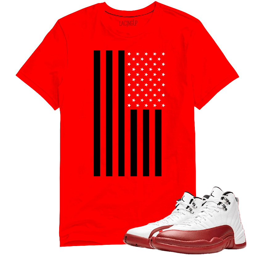 Jordan 12 Cherry flag red tee-Lacing Up