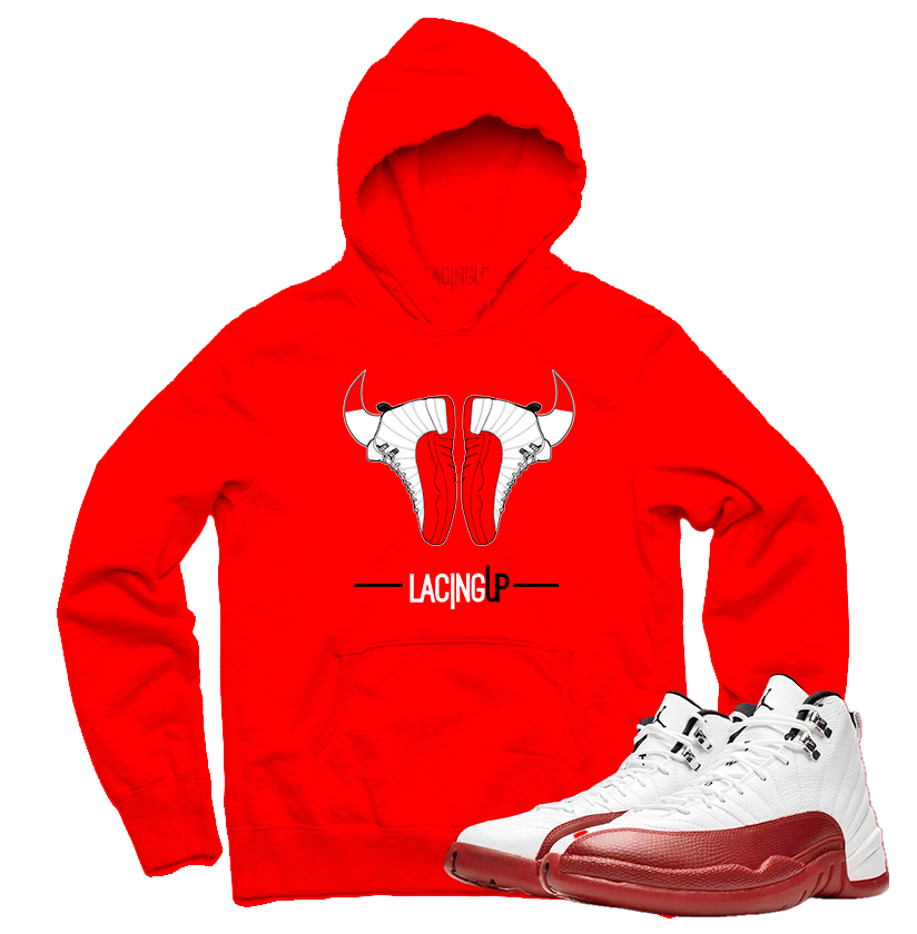 Jordan 12 Cherry horns red hoodie-Lacing Up