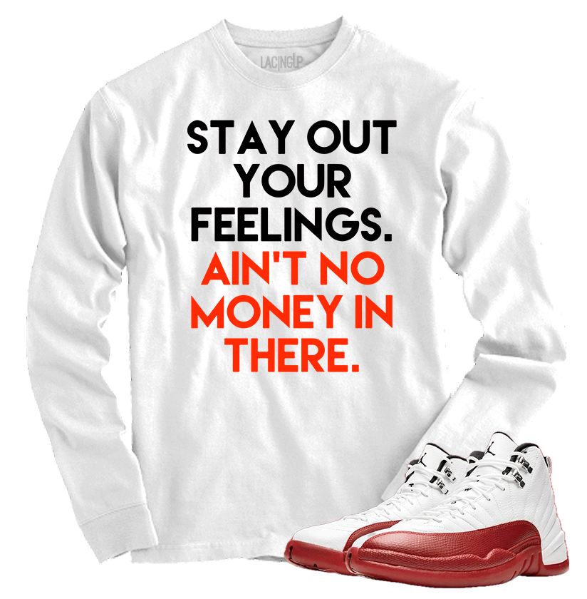 Jordan 12 Cherry feelings white long sleeve tee-Lacing Up
