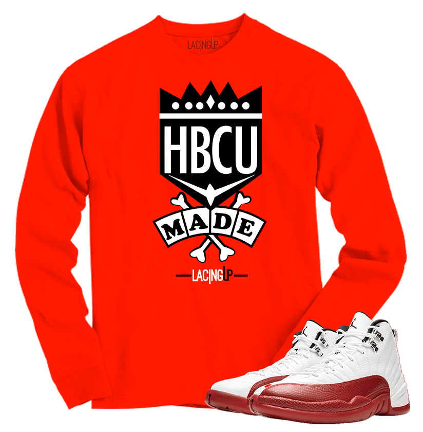 Jordan 12 Cherry HBCU red long sleeve tee-Lacing Up
