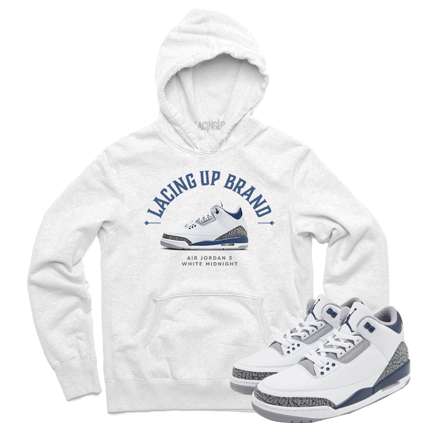 Jordan 3 white navy cement Lacing Up white hoodie-Lacing Up