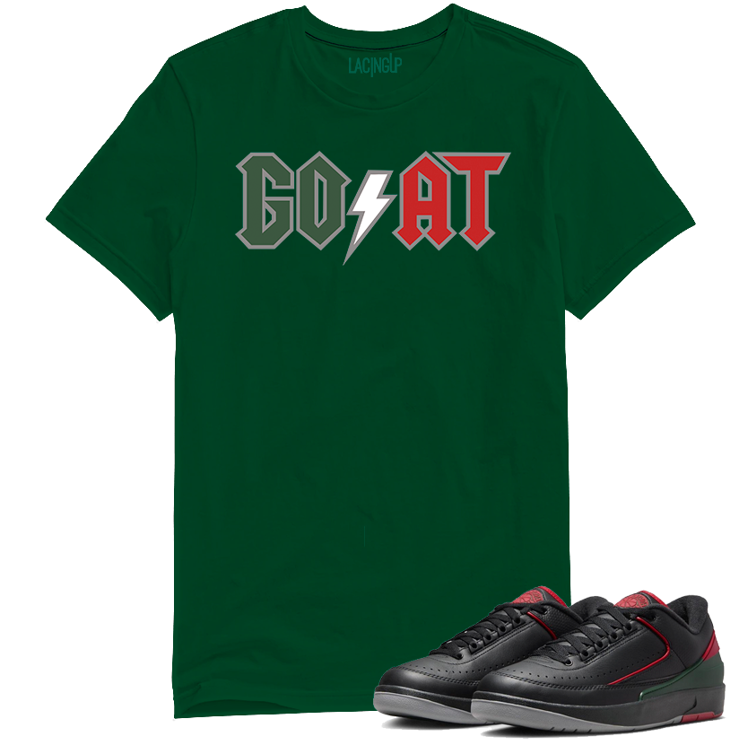 Jordan 2 low Christmas goat green tee-Lacing Up