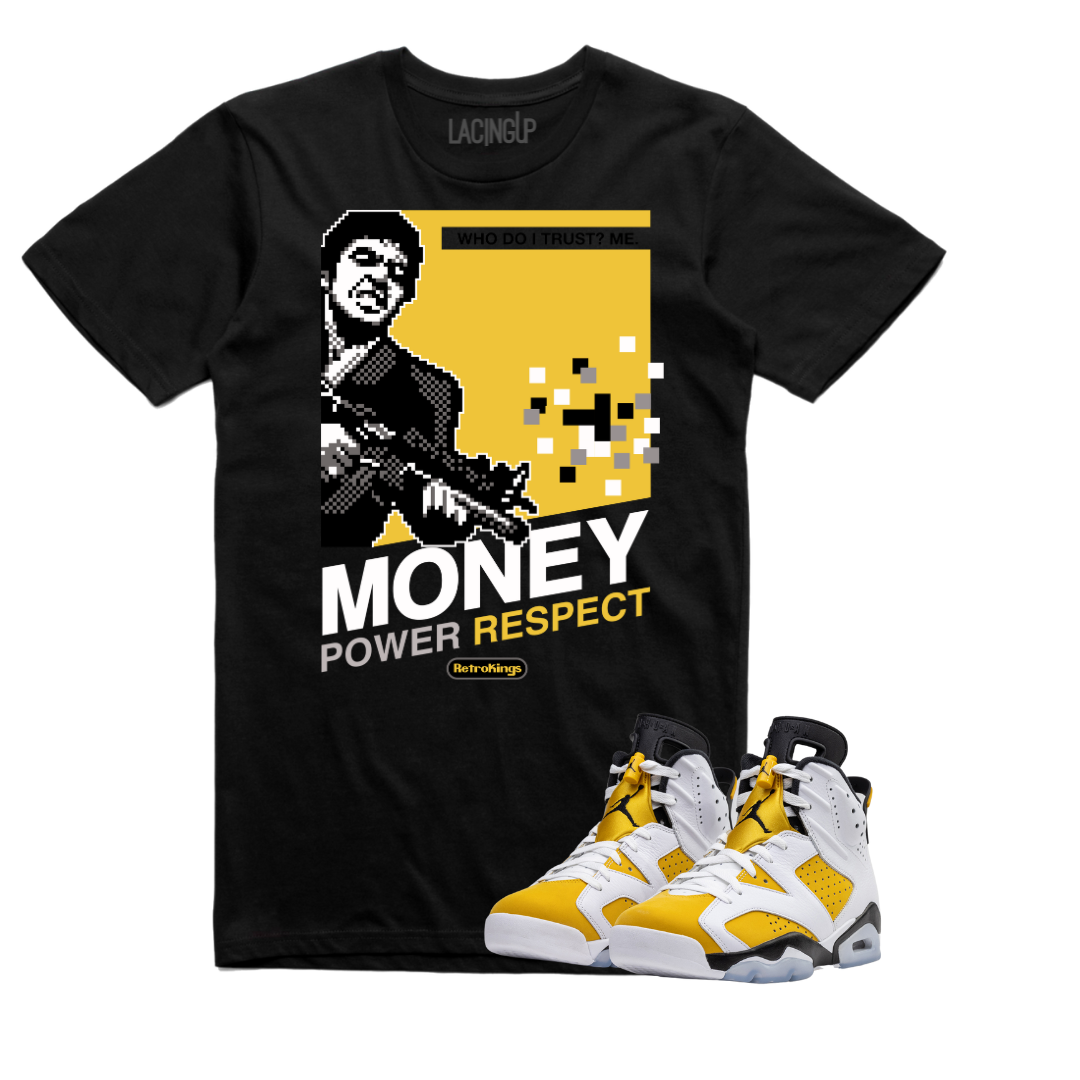 Jordan 6 Yellow Ochre Mpr black tee-Lacing Up