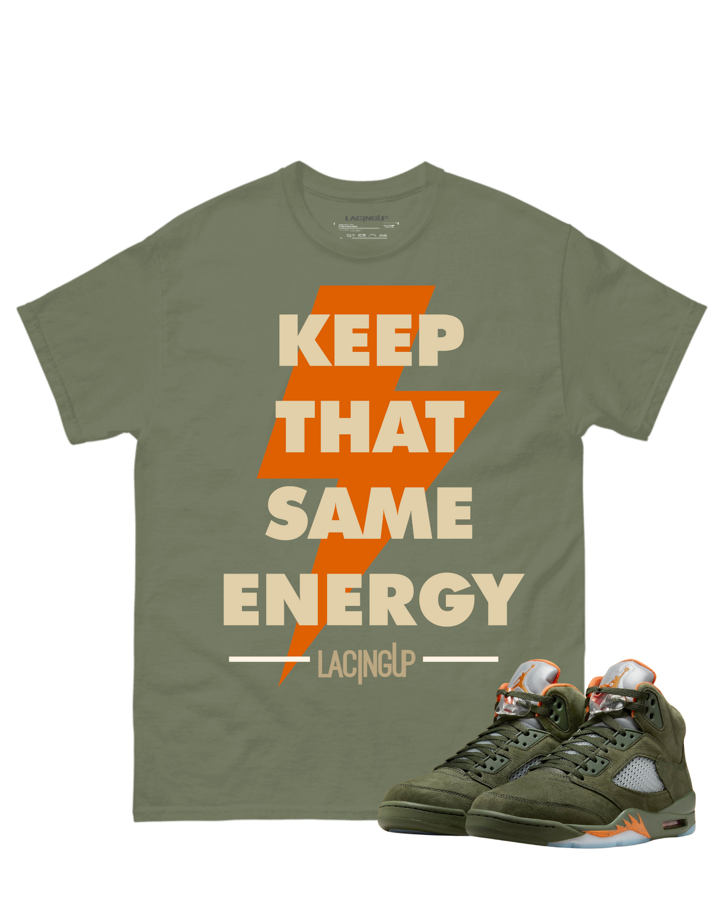 Jordan 5 Olive same energy olive tee-Lacing Up