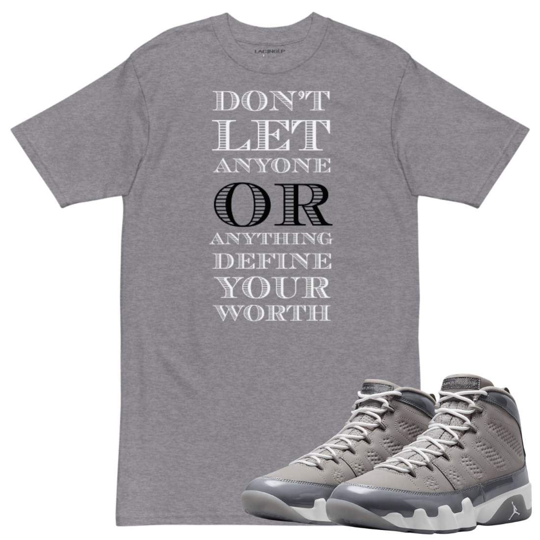 Jordan 9 Cool Grey Worth Heather Grey Matching T-Shirt