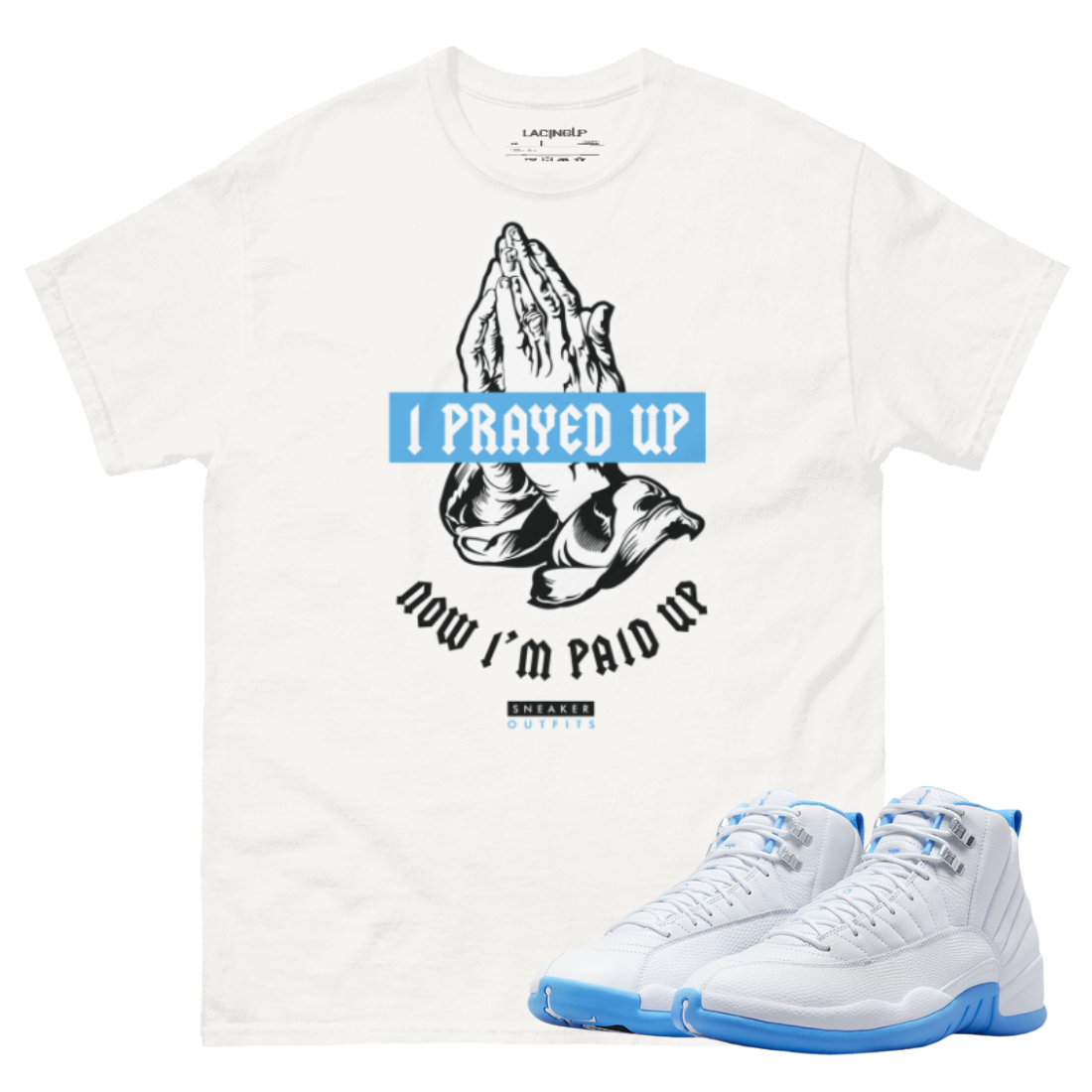 Jordan 12 Melo prayed up white t-shirt