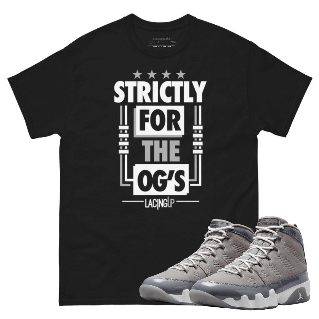Jordan 9 Cool Grey OGs black t-shirt