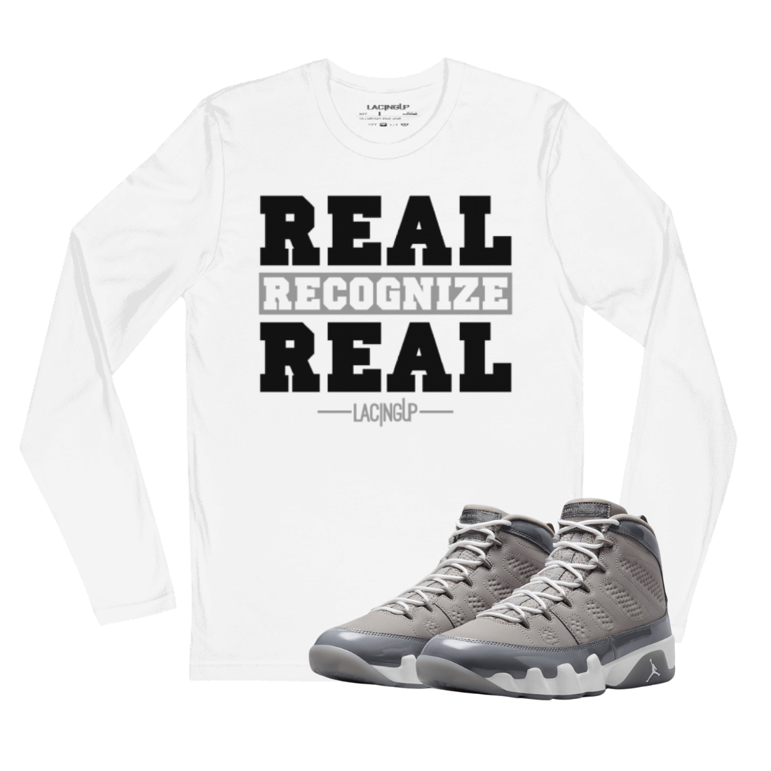 Shop Jordan 9 Cool Grey Real White Long Sleeve Shirt