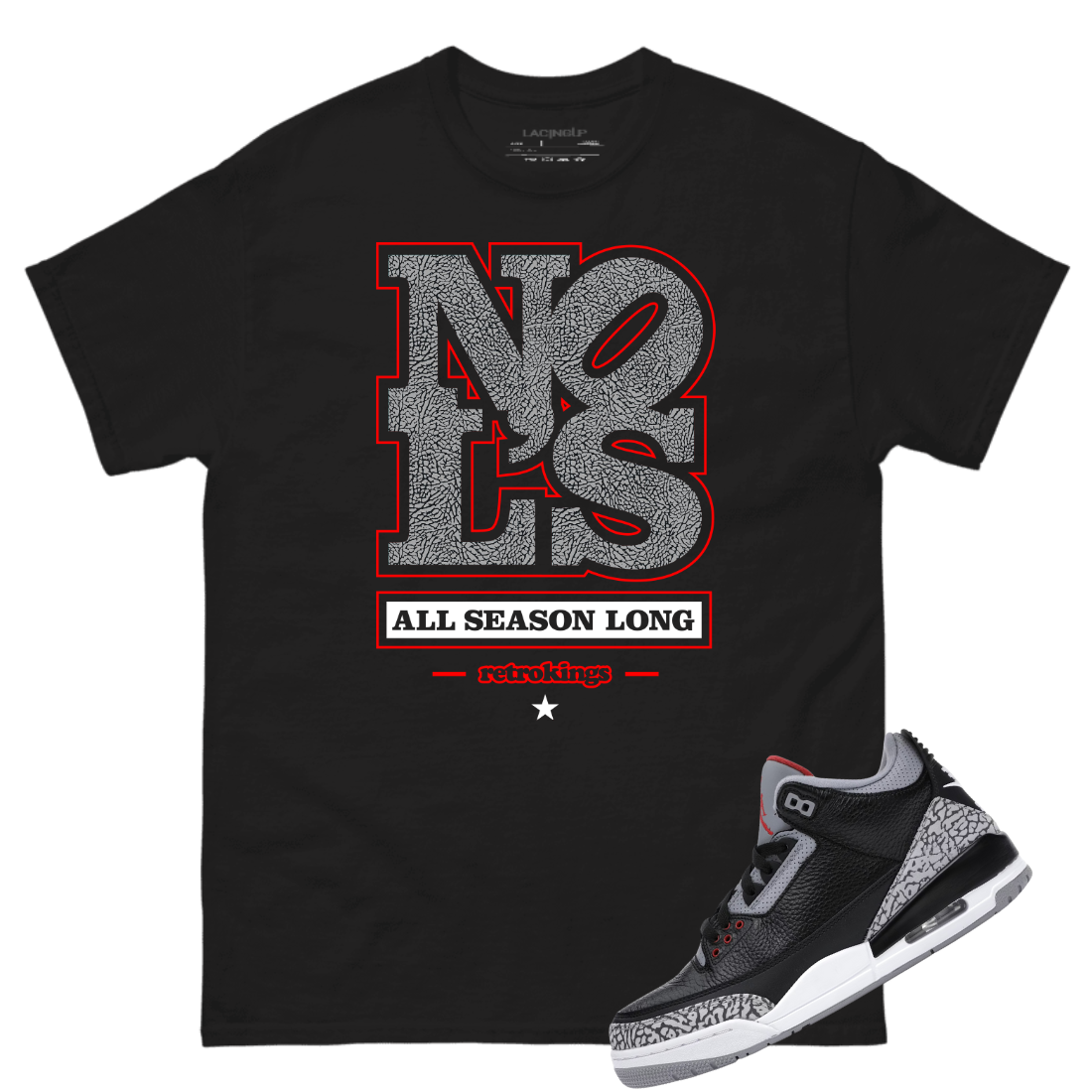 Jordan 3 Black Cement no ls black tee