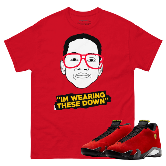 Jordan 14 ferrari urkel red tee