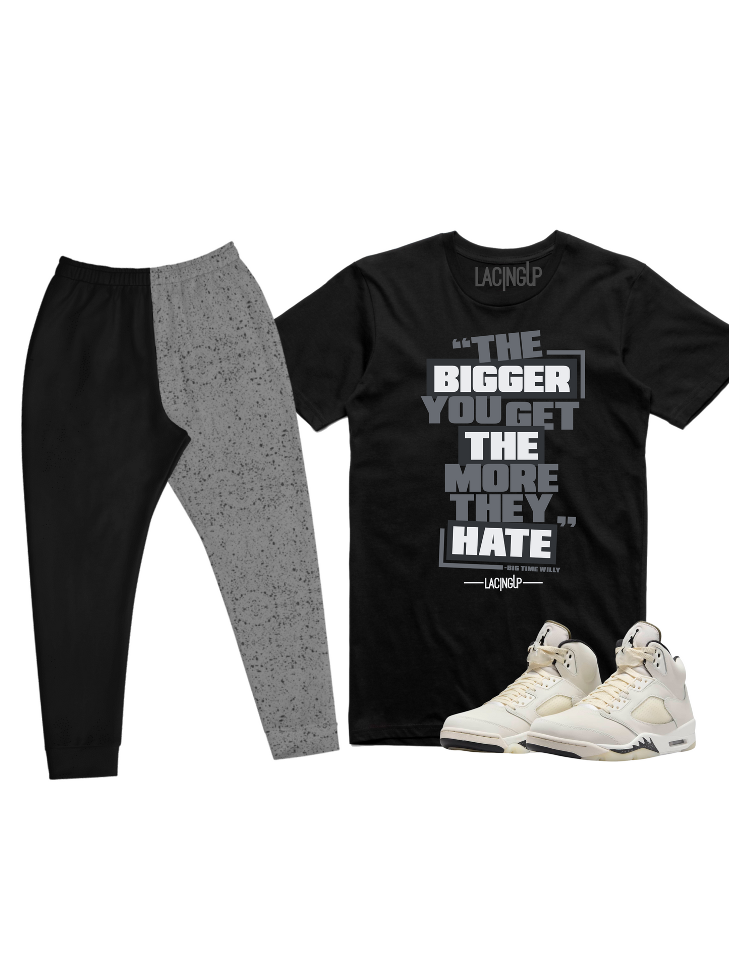 Jordan 5 Sail Orewood Jogger set black tee/ Joggers