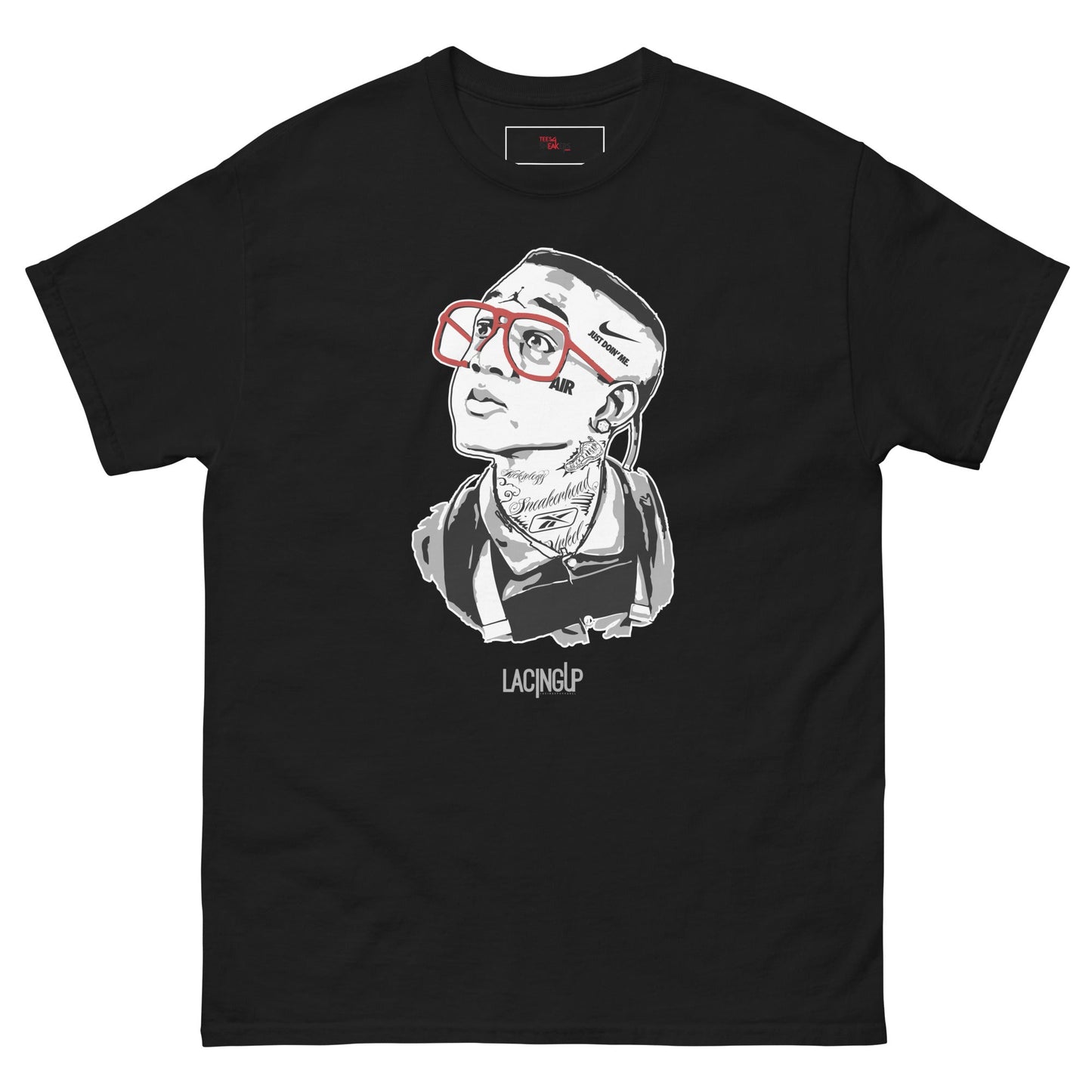 Jordan 4 white thunder Urkel black tee