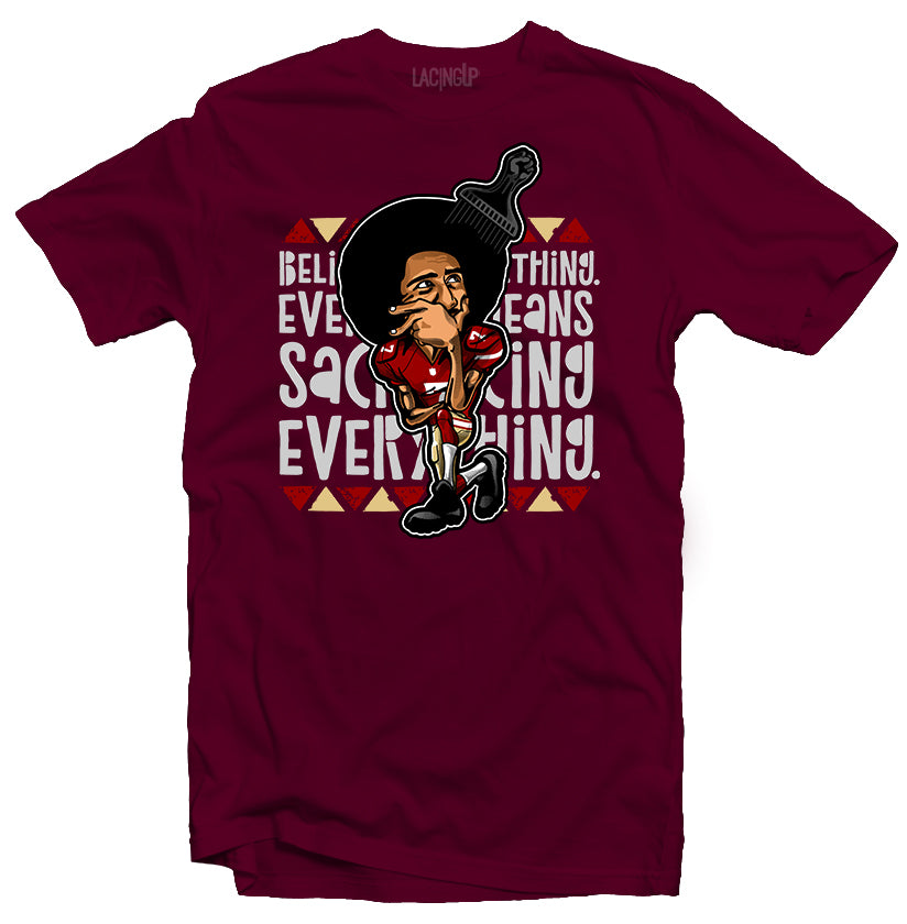 Colin Kneeling Maroon Tee - SneakerOutfits