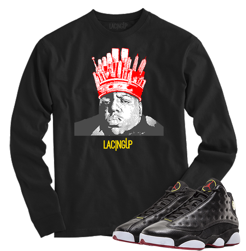 Jordan 13 playoffs N.Y.C Big black long sleeve tee-Lacing Up