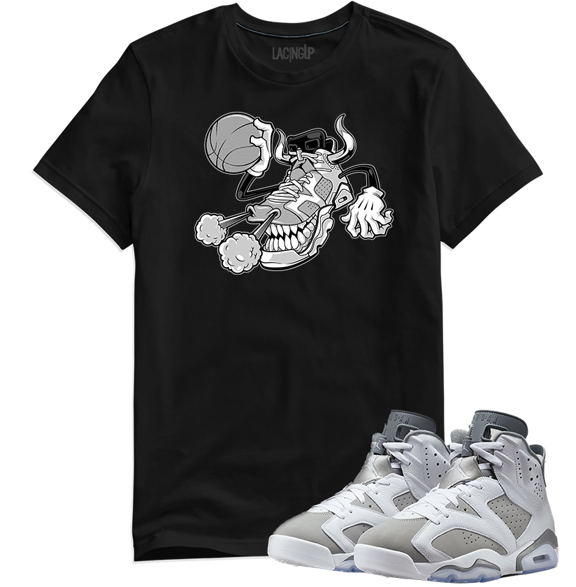 Jordan 6 Cool Grey cool grey bull black tee-Lacing Up