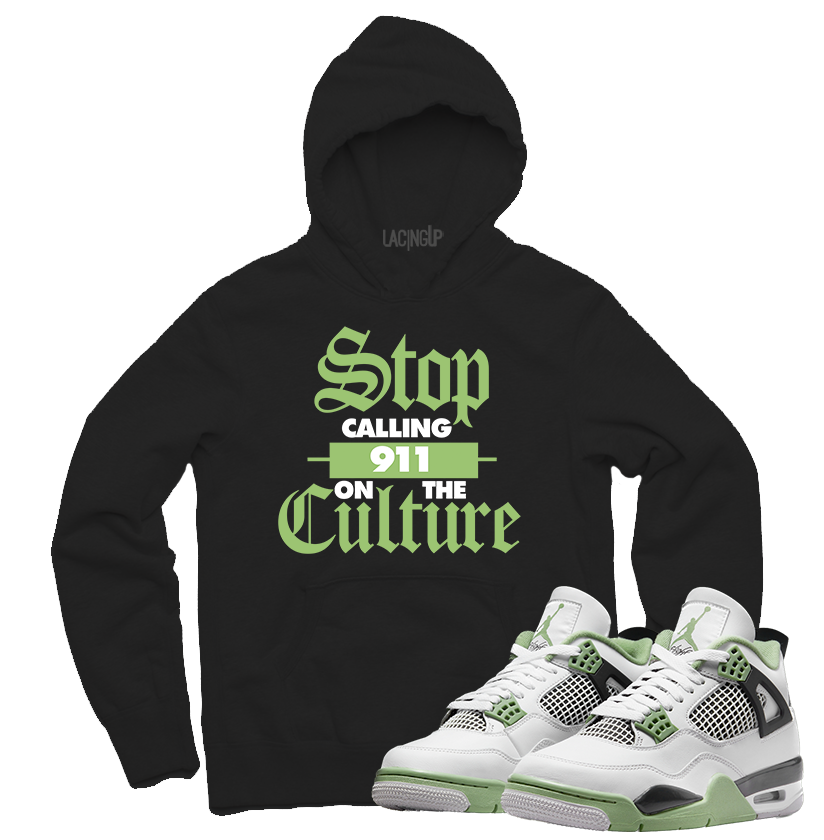 Jordan 4 Seafoam Oil Green the culture black hoodie-Lacing Up