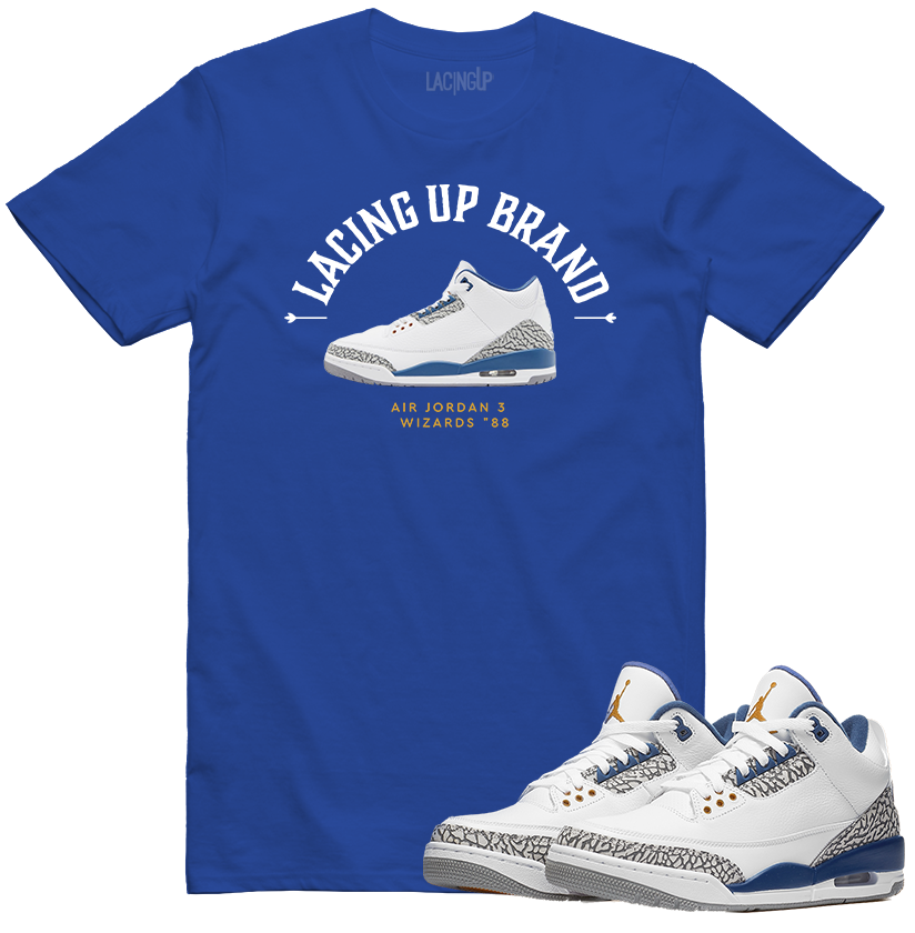 Jordan 3 wizard lacing up brand blue tee-Lacing Up