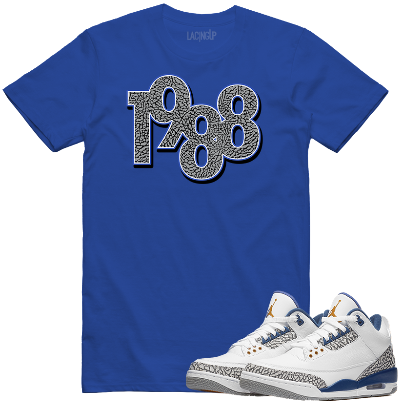 Jordan 3 wizard 1988 blue tee-Lacing Up