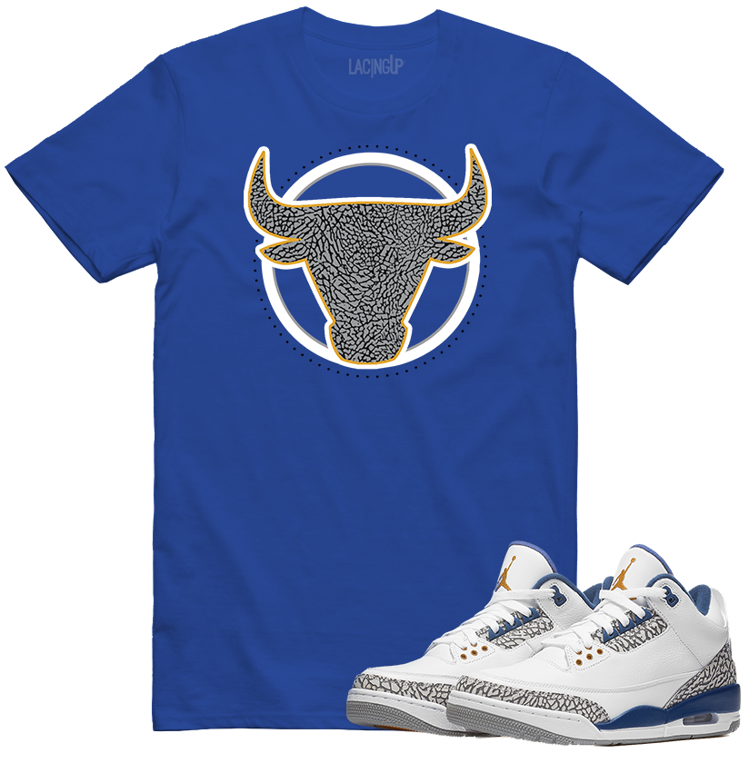 Jordan 3 wizard bull blue tee-Lacing Up
